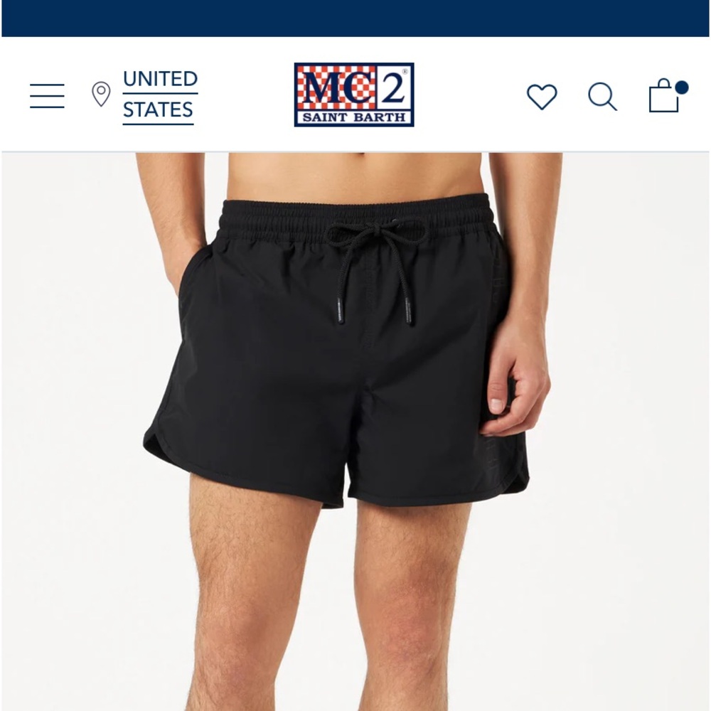 MC2 Saint BarthMENS Brand new black swim short w/ side logo and contrast Size M